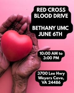 Red Cross Blood Drive, Bethany UMC, June 6, 2025